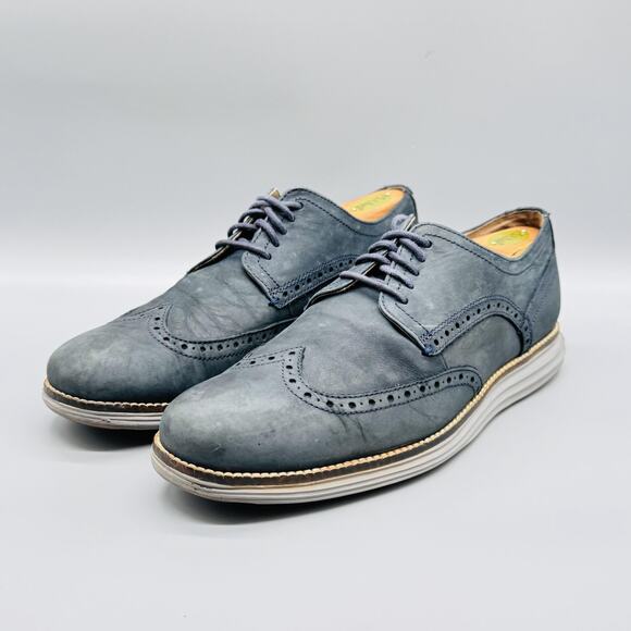 Cole Haan Shoes Mens 9 Blue Leather OriginalGrand Wingtip Oxford Dress Brogue main image 6